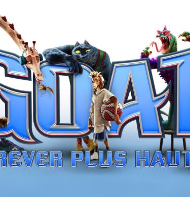 Animated animals surrounding GOAT title. 